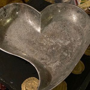 Vintage Large Pewter Heart Dish